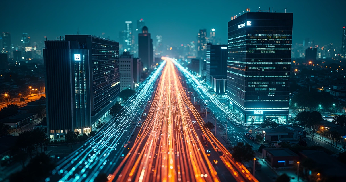 Cabos de fibra óptica de dois provedores se unindo em uma única conexão central 