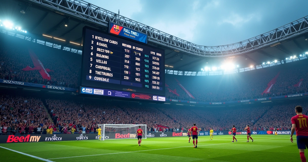 Placar de futebol mostrando múltiplas opções de apostas 