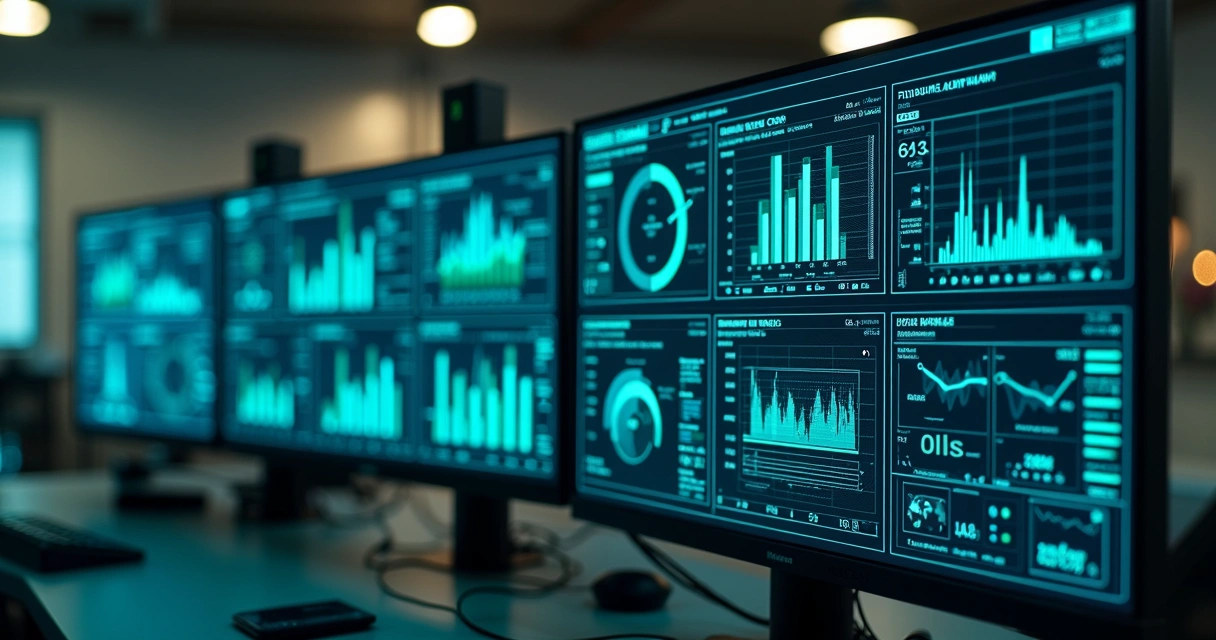 Web app interfaces with futuristic AI features on digital screens 