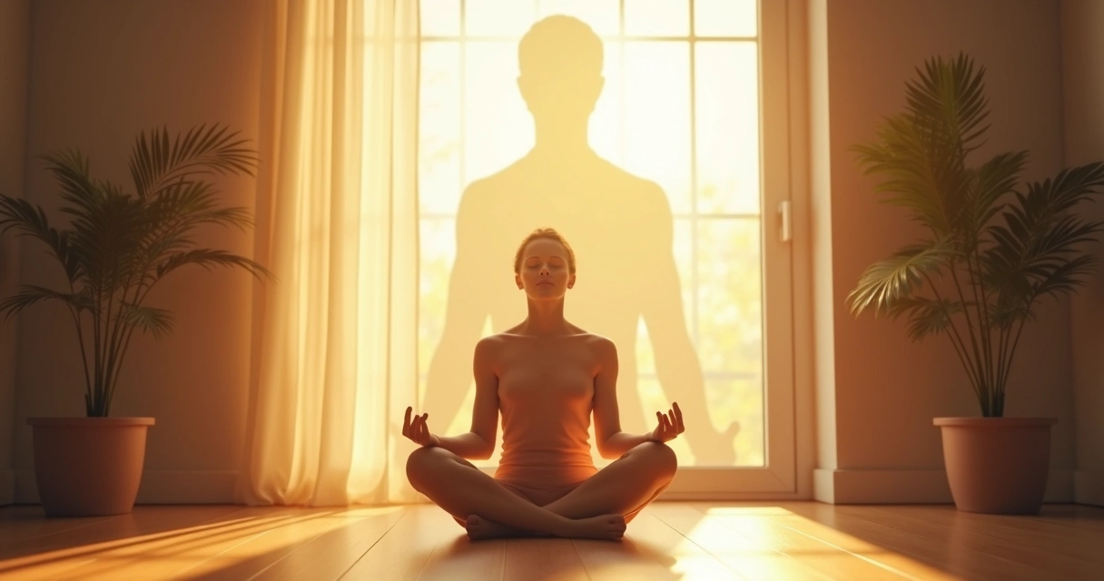 Person meditating while imagining their future self