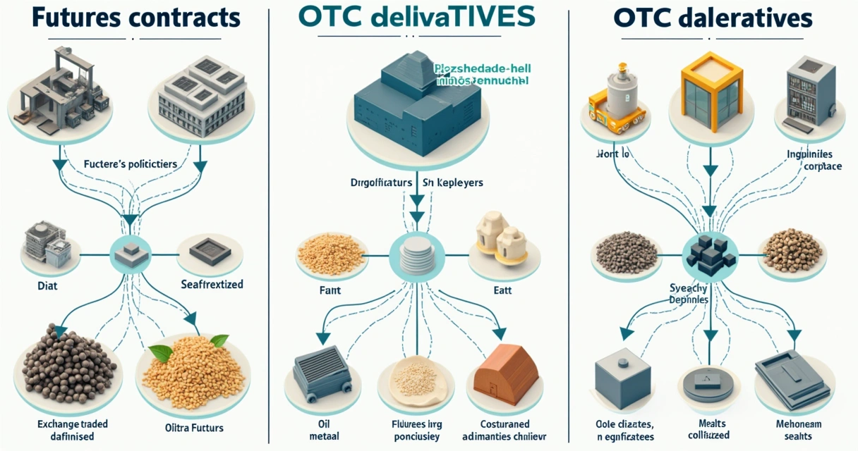 Visualization comparing futures contracts, OTC derivatives, and spot trades in commodity markets.