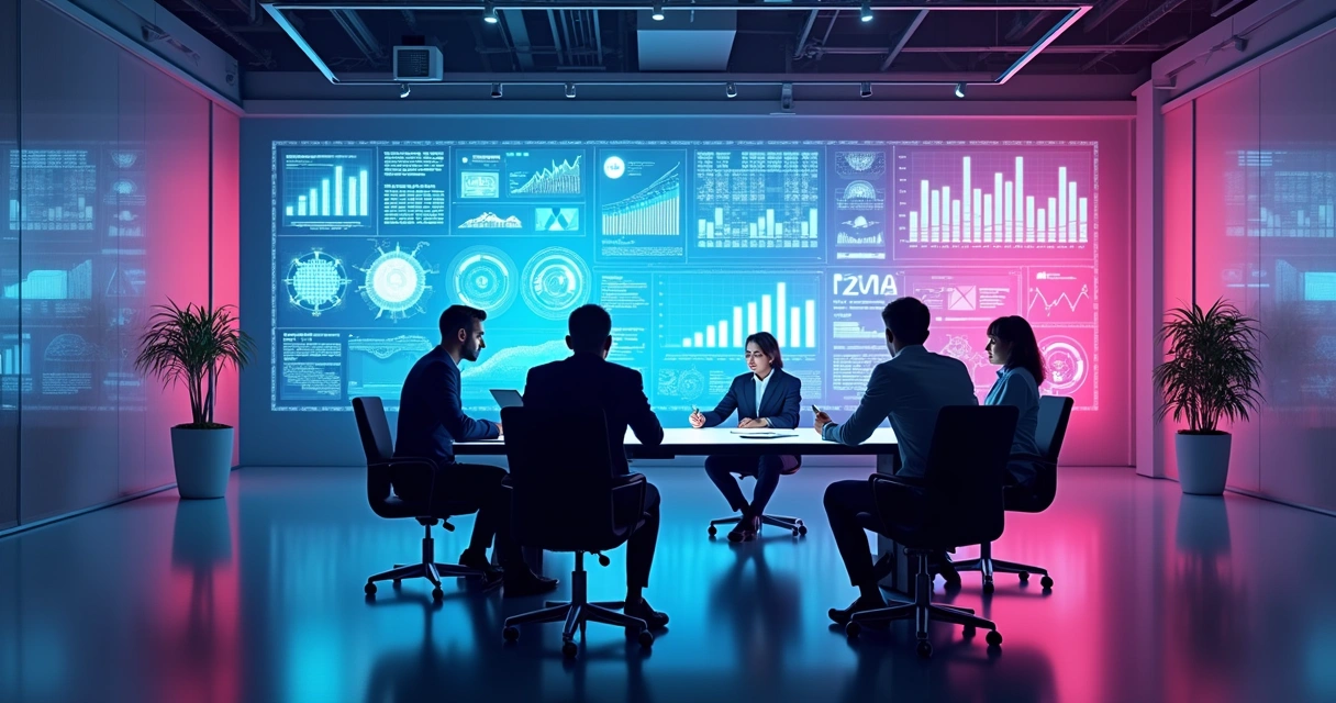 Painel digital com gráficos do futuro de ABM em SaaS B2B 