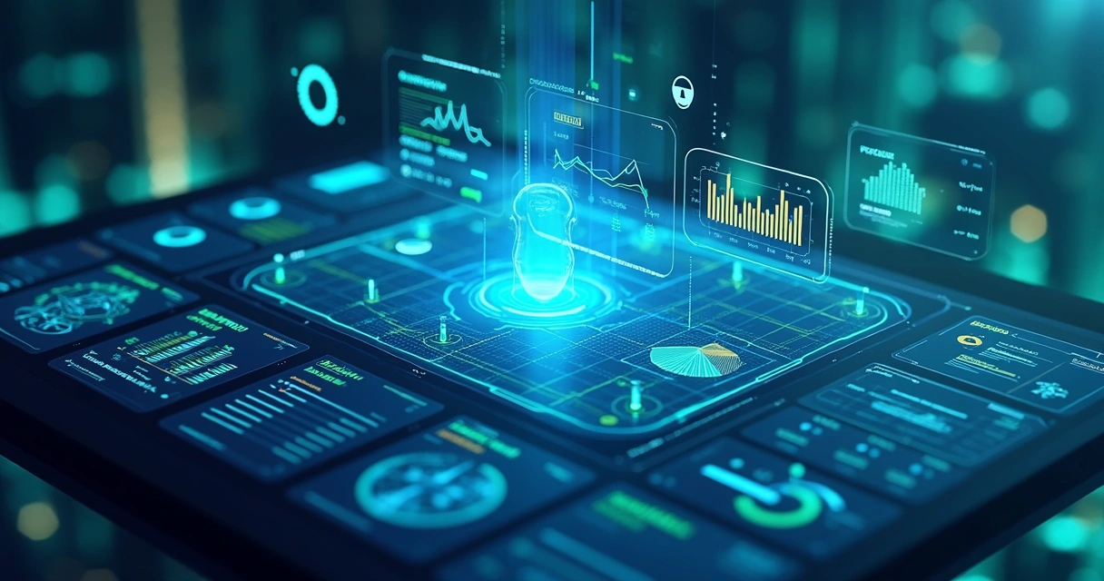 Painel futurista com IA e gráficos de apostas esportivas 
