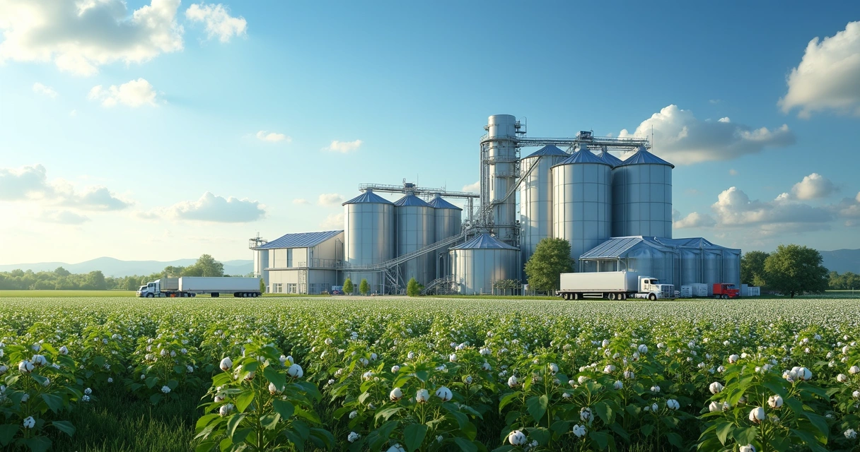 Fazenda moderna com planta de produção de biodiesel 