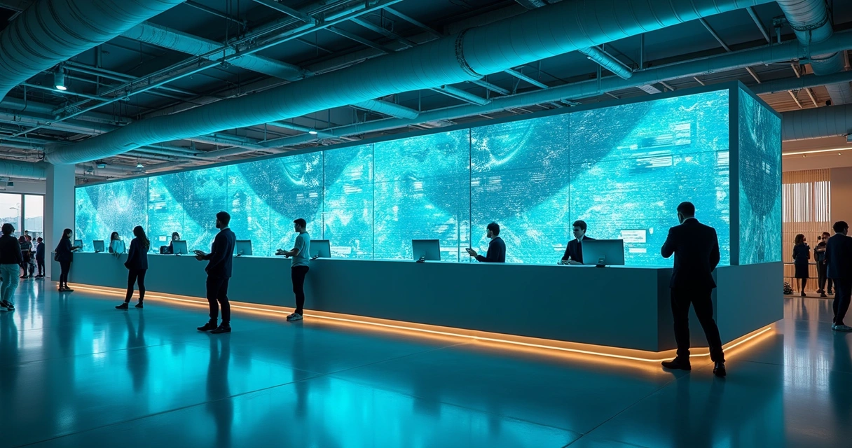 Ambiente moderno de central de atendimento com tecnologia avançada 