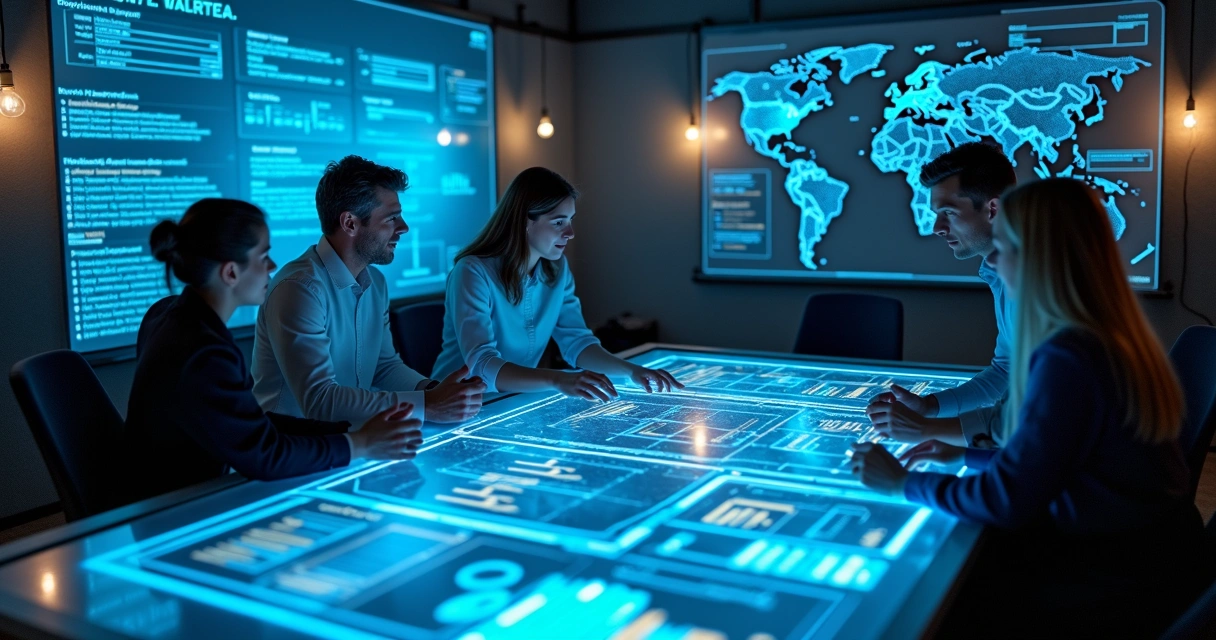 Equipe analisa o futuro do compliance em sala de inovação 