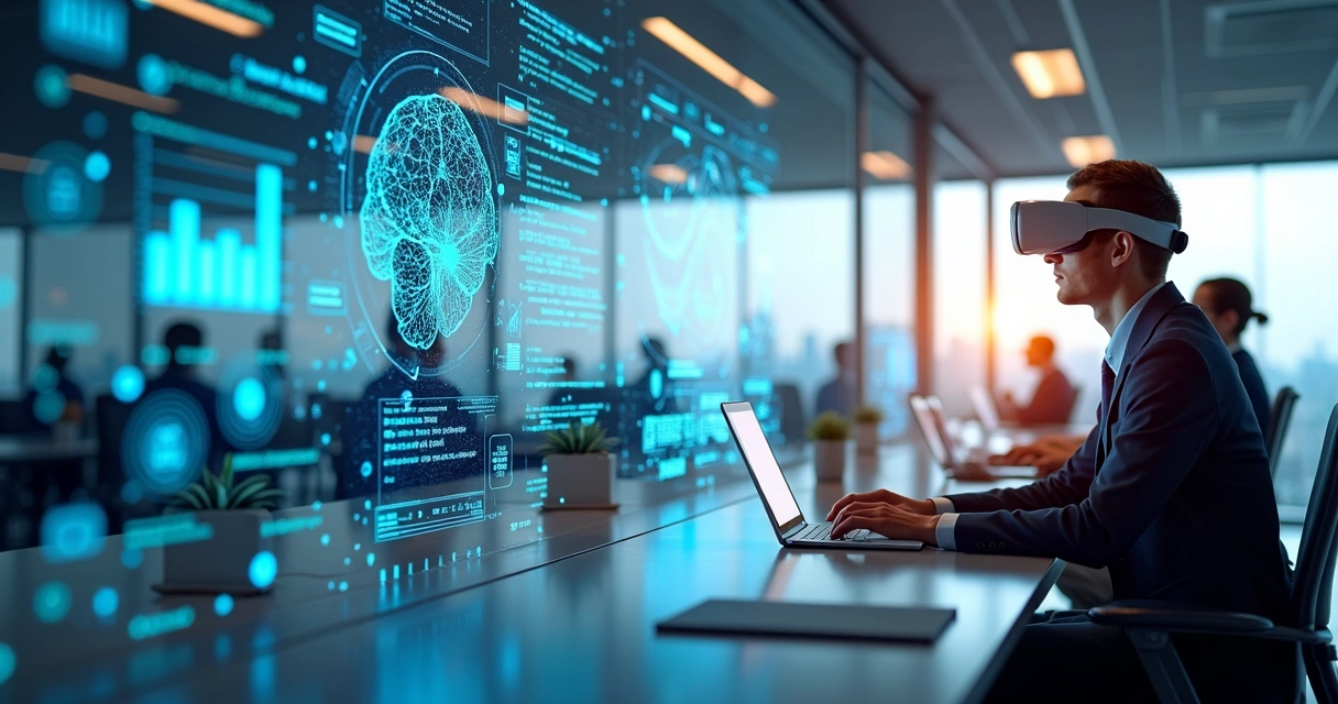 Conceito futurista de CRM com inteligência digital 