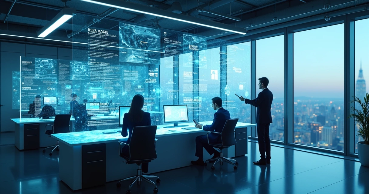 Visão futurista de escritório de advocacia digitalizado 