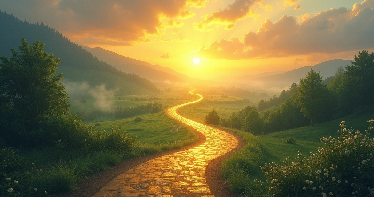 Dois caminhos, um científico e um religioso, convergem ao horizonte 