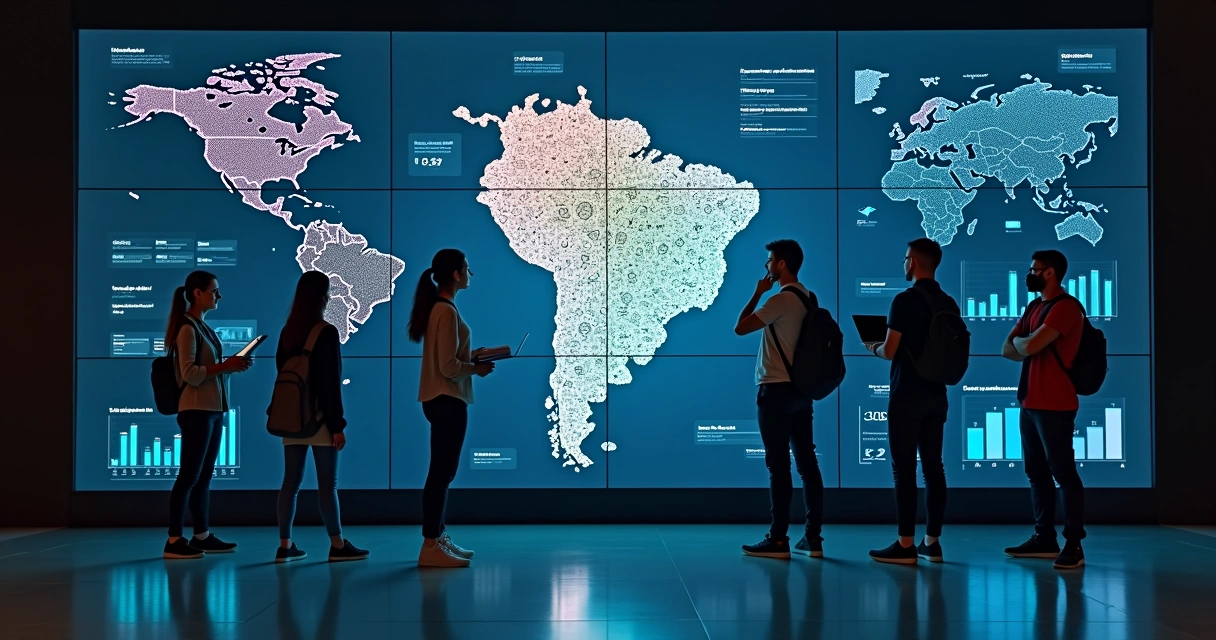 Mapa do Brasil formado por ícones de educação digital 