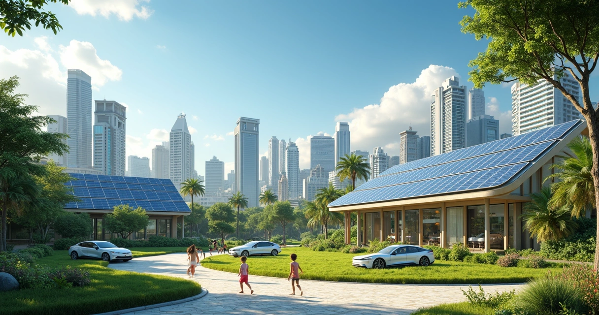Futuro da energia solar no Brasil com cidade e painéis solares 
