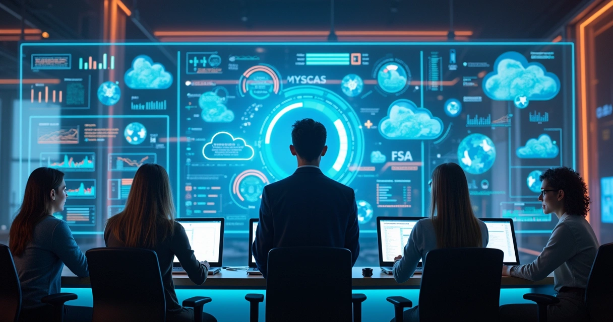 Visual futurista de ERP Totvs e tecnologias emergentes 