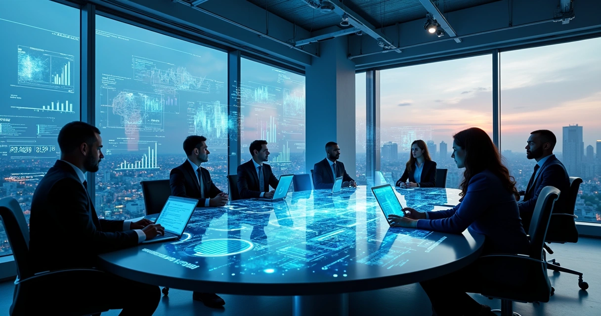 Ambiente moderno com tecnologia avançada representando o futuro da gestão financeira 