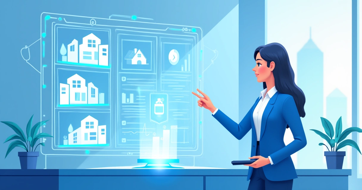 Conceito futurista de tecnologia em gestão de imóveis
