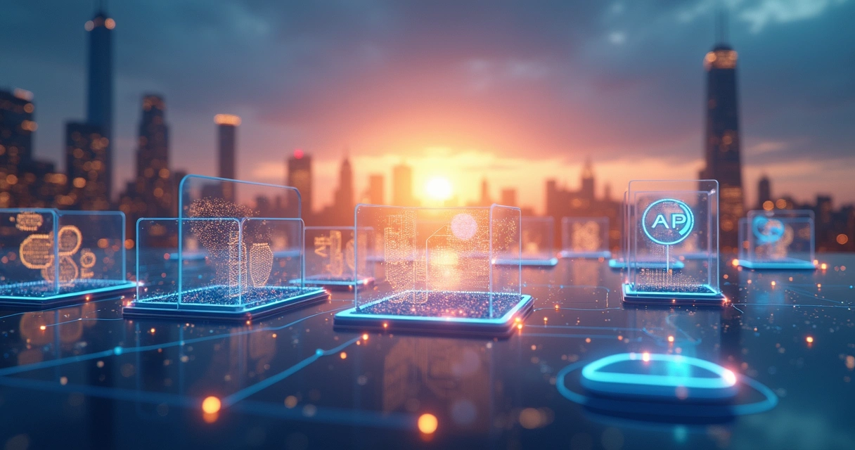 Representação futurista de integração fiscal e API NFS-e digital