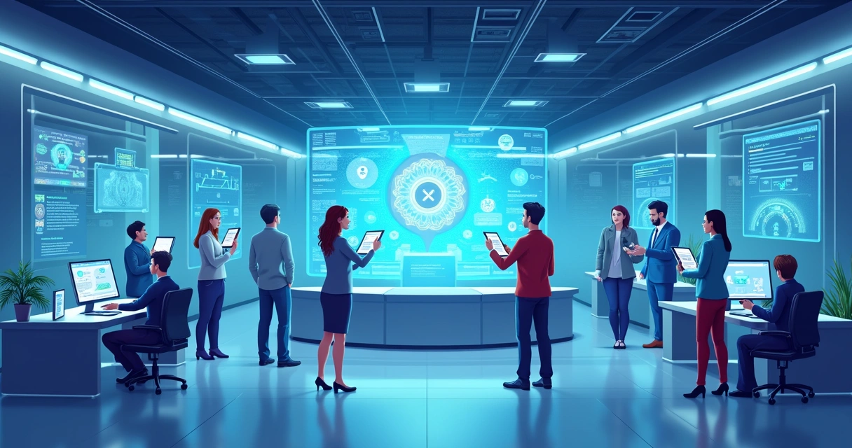 Representação do futuro dos pequenos negócios com tecnologia avançada 