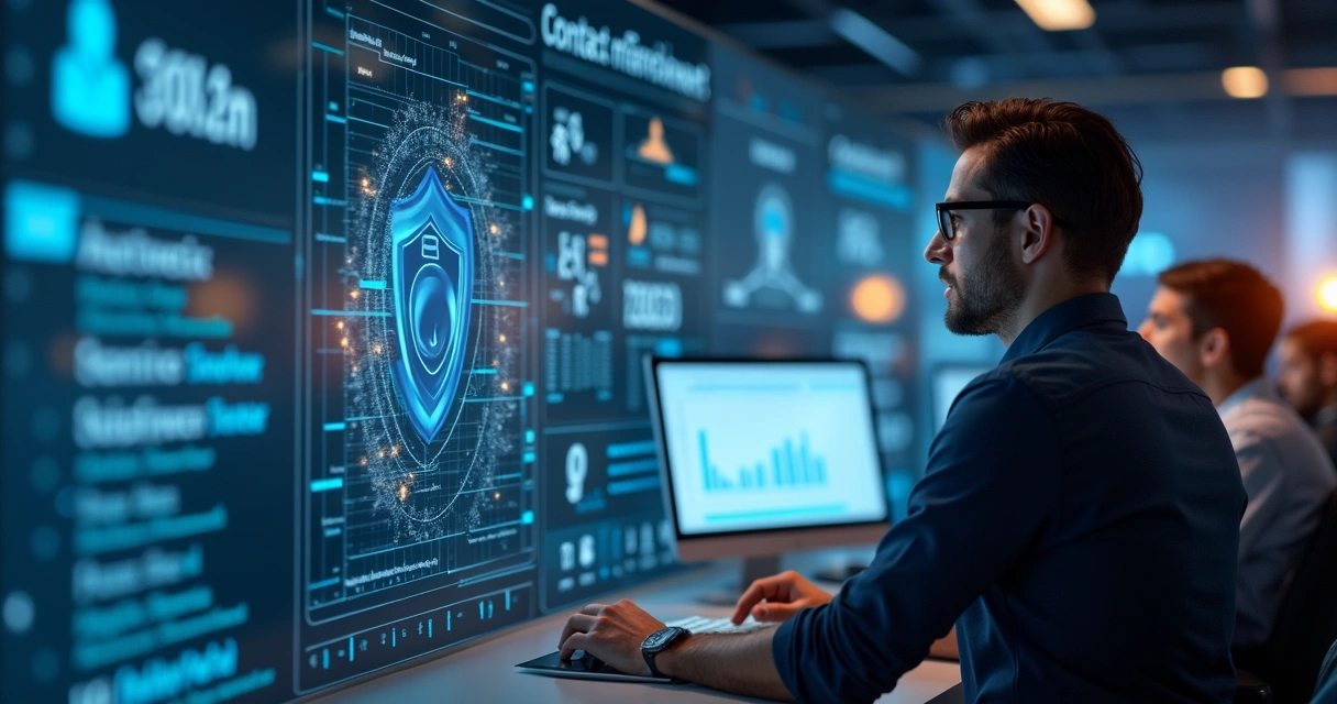 Interface moderna com painel de leads sendo enriquecidos em tempo real 