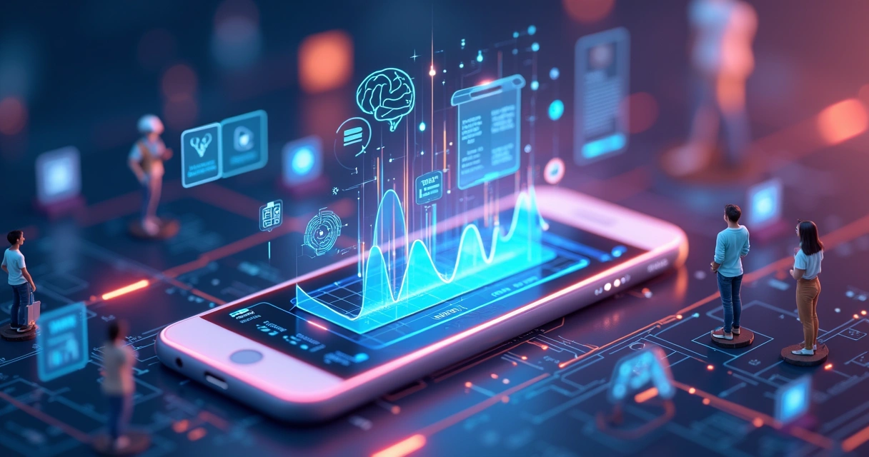 Ilustração com tendências futuras do marketing digital 