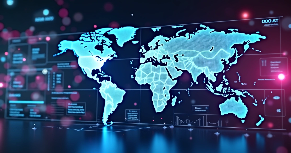 Painel futurista de tendências em Meta Ads e inteligência artificial 