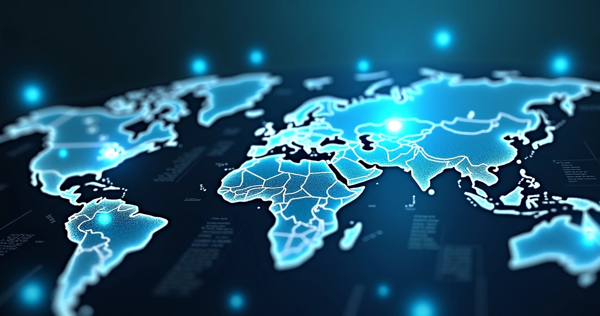 Painel futurista mostra rede de parceiros globais SaaS 