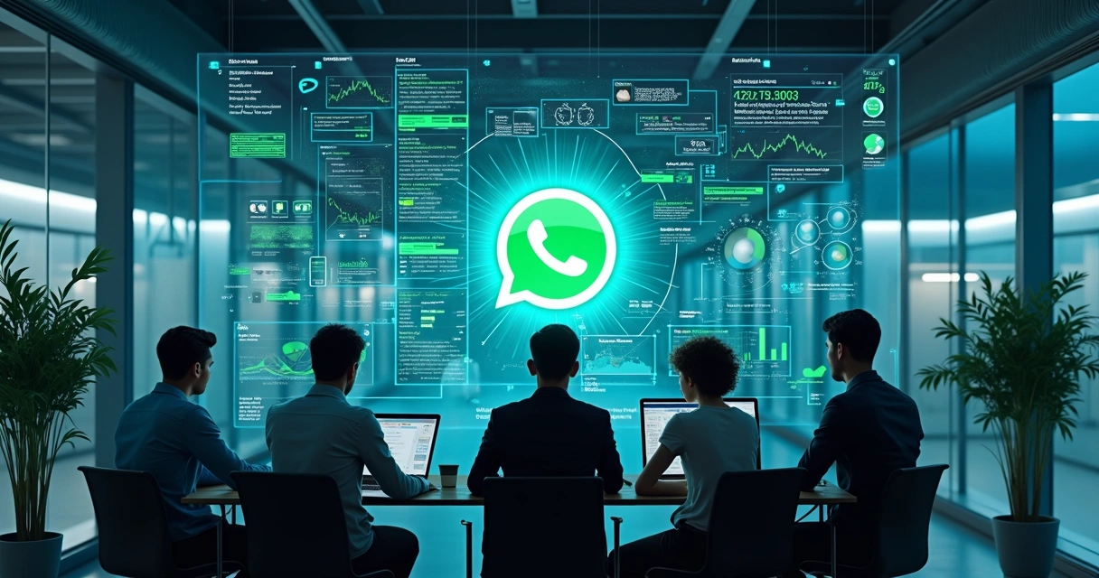 Representação visual futurista de vendas automatizadas pelo WhatsApp 