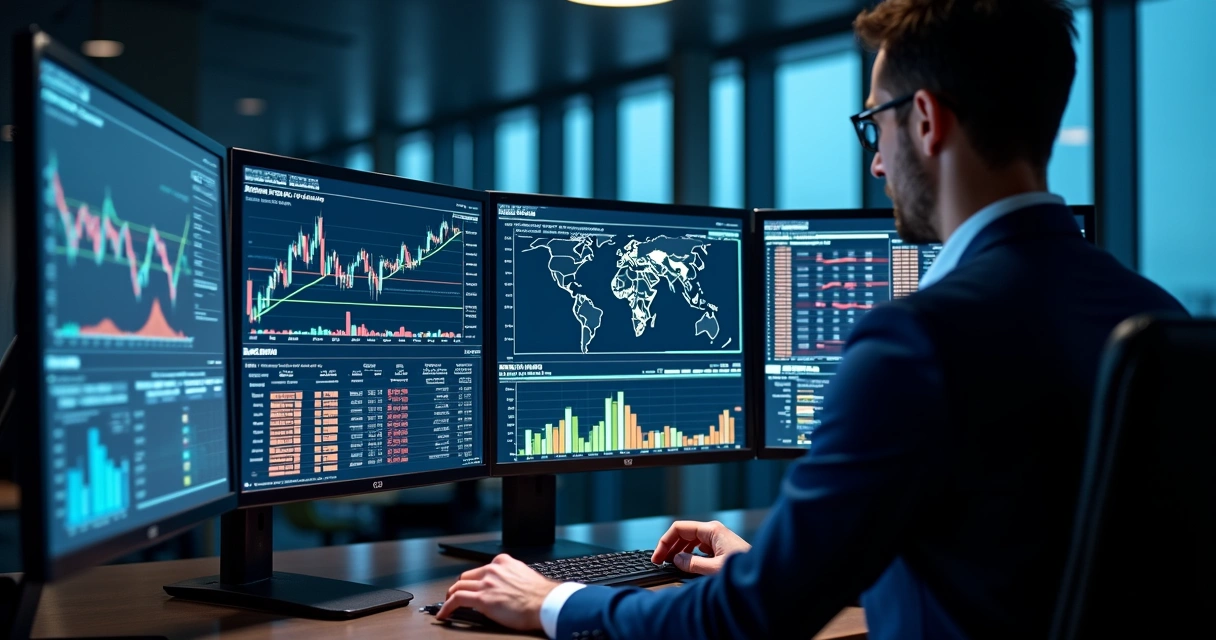 Digital dashboard showing FX liquidity forecasts and collateral exposure charts 