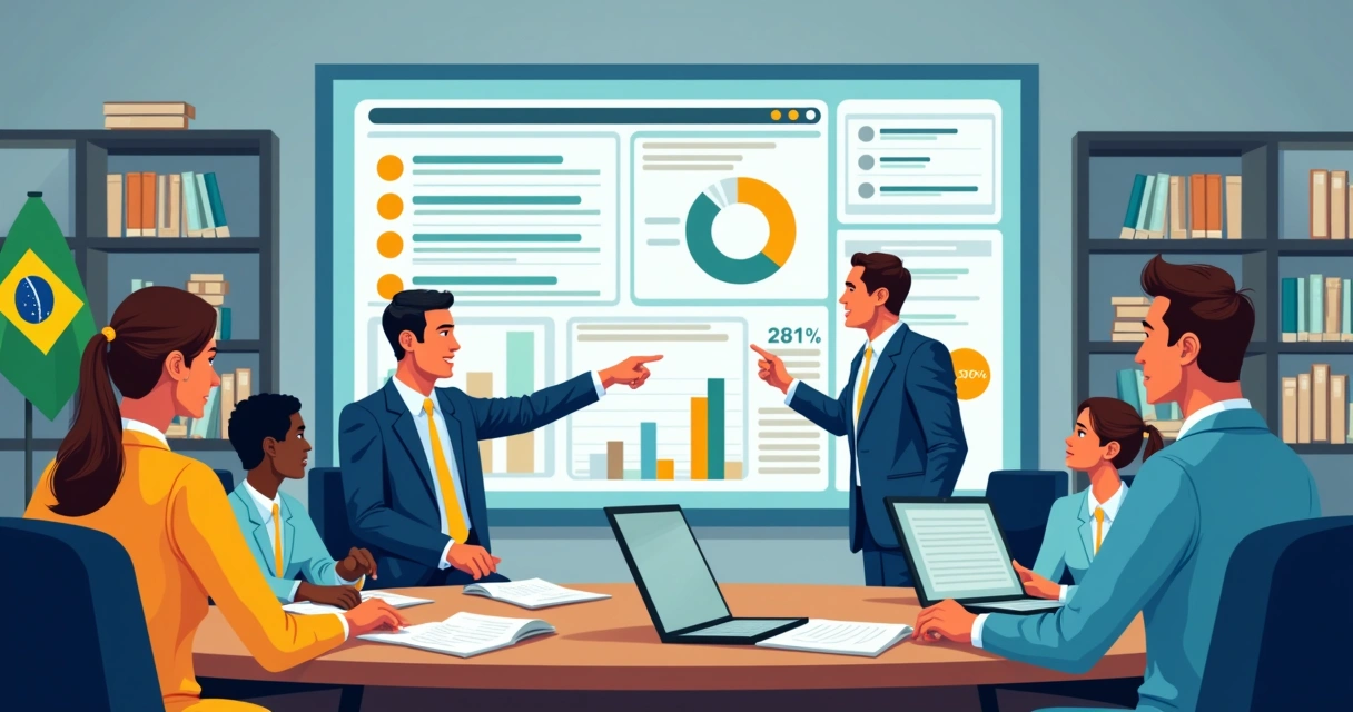 Equipe política analisando comunicação digital 