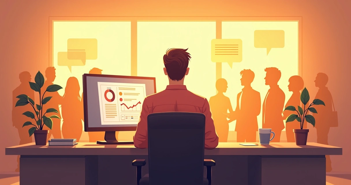 Representante público usando plataforma digital para responder a cidadão em computador moderno 