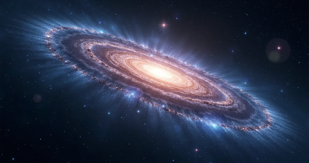 Ilustração fotorealista da Via Láctea destacando regiões com poucas civilizações alienígenas e ausência de esferas de Dyson. 