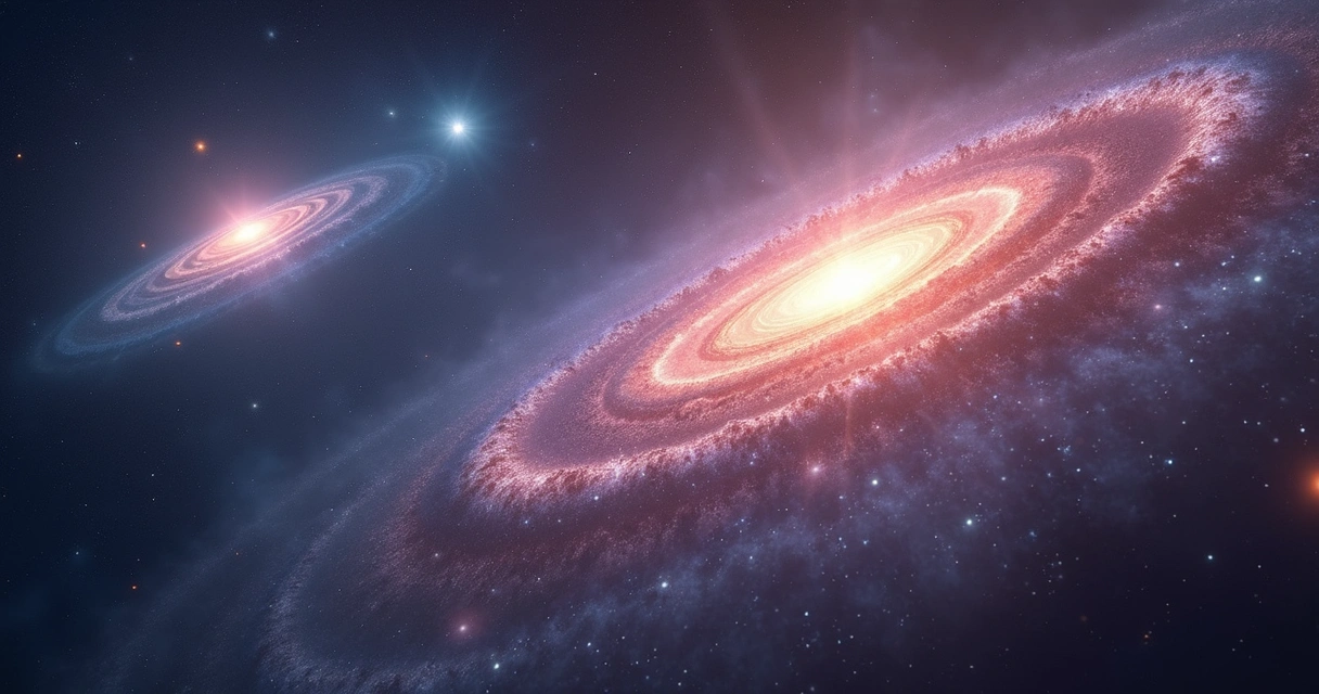 Galáxias com distorção por lente gravitacional.