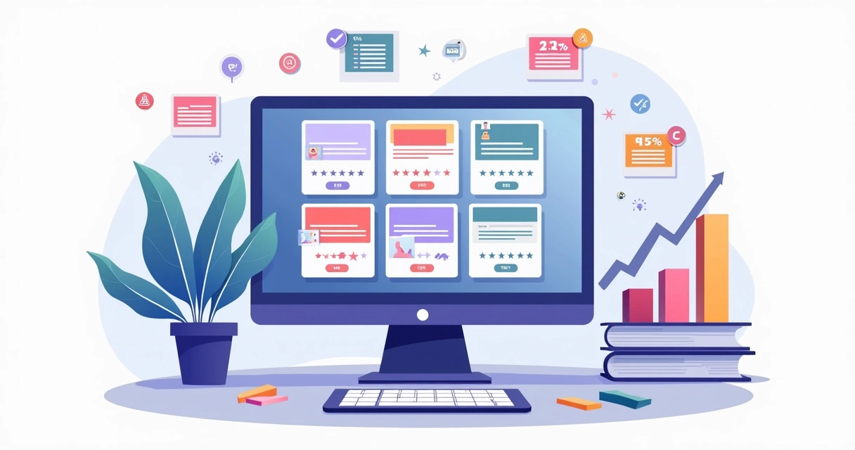 Galeria de miniaturas de landing pages em tela grande com foco em conversões digitais 