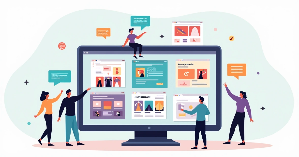 Galeria de telas com templates Wix modernos para diferentes negócios online 