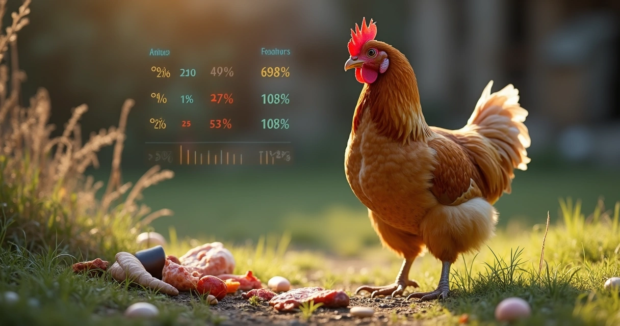 Galinha de Tibia em ambiente de fazenda com itens de loot espalhados no chão, gráficos e estatísticas ao fundo 