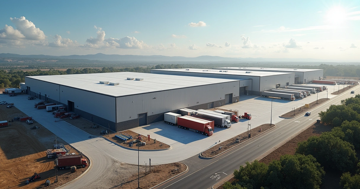 Galpões logísticos modernos em área industrial de Nova Santa Rita 