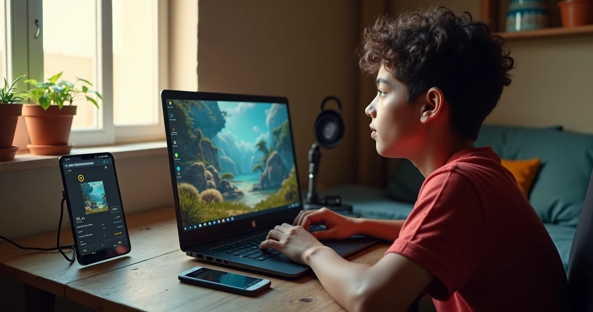 Jogador usando notebook comum acessando um game streaming que roda no navegador 