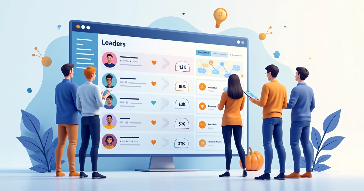 Interface com placar de gamificação para parceiros SaaS 