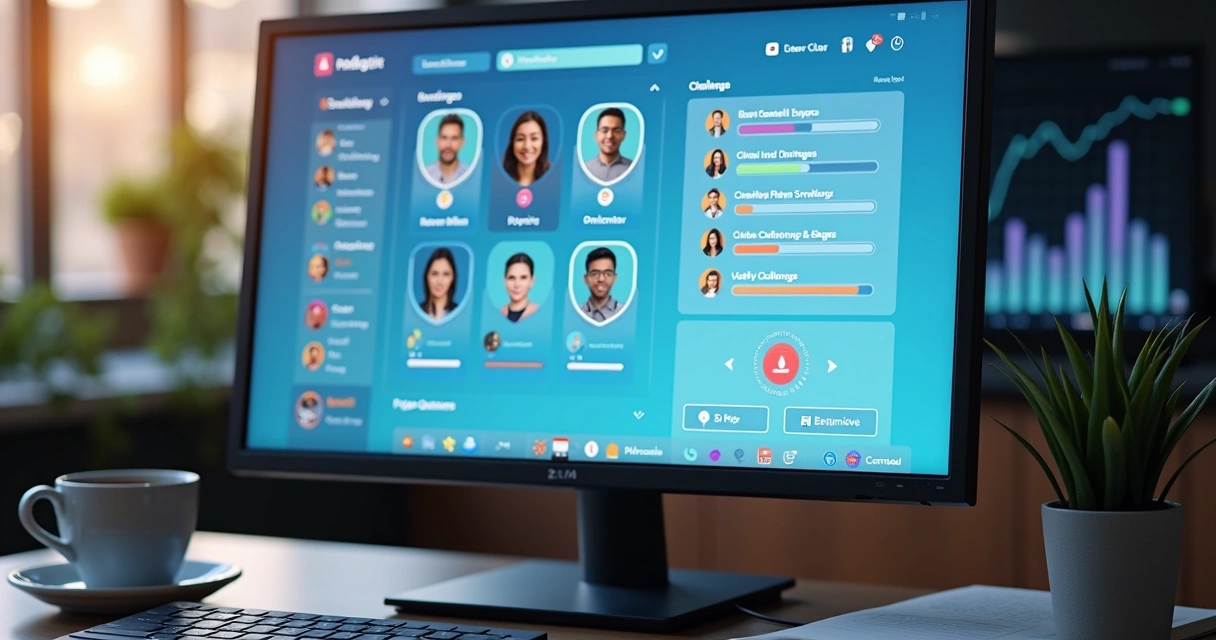 Tela de plataforma mostrando gamificação no treinamento corporativo. 