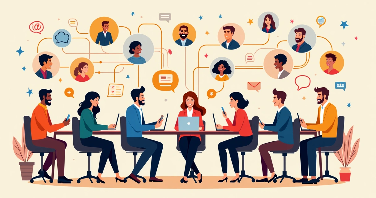 Equipe organizada conectando diferentes públicos e canais de comunicação política 