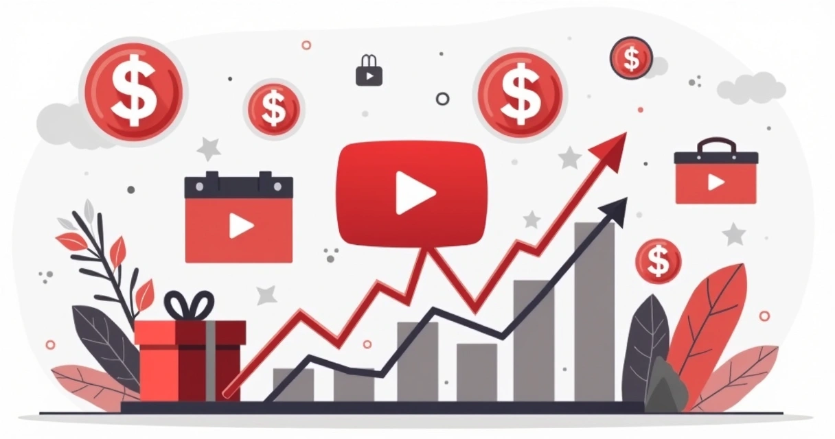 Símbolos de monetização e gráficos de crescimento de receita de canal dark 