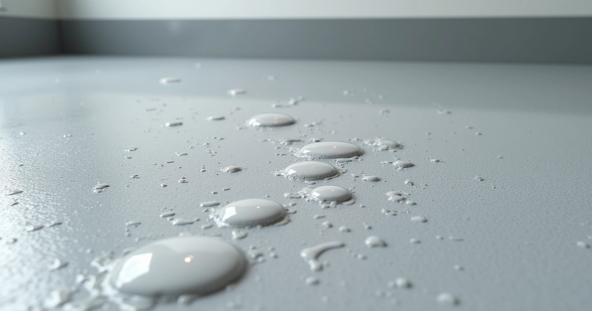 Close-up of bubbling epoxy on garage floor 