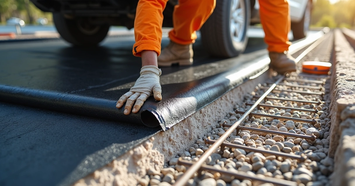 Installation of vapor barrier under concrete slab 