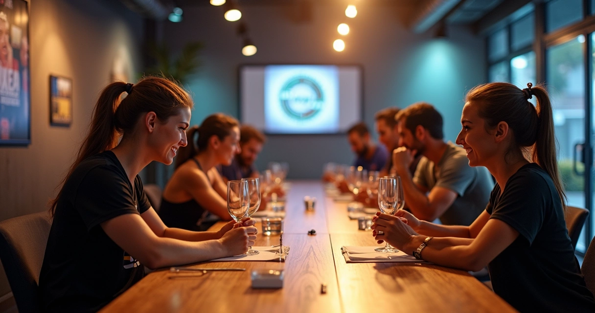 Garrafa térmica personalizada em ambiente de evento fitness 