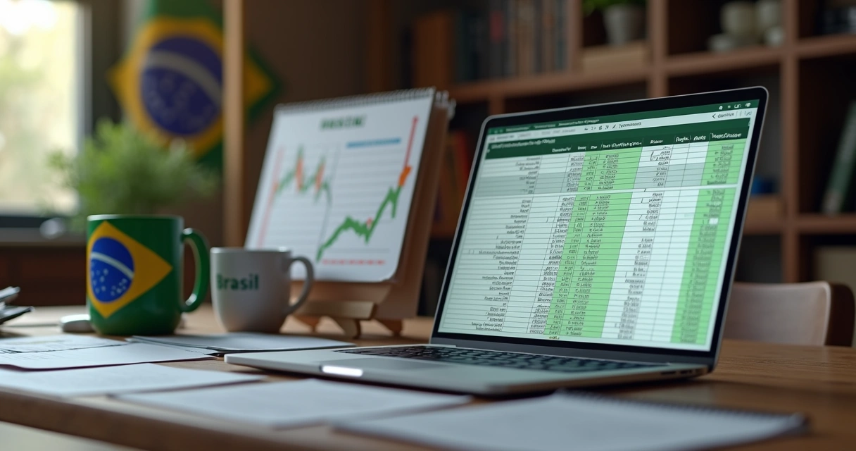 Planilha com gastos públicos do Brasil em destaque 