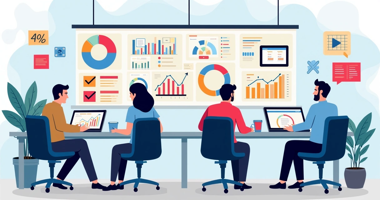 Equipe de comunicação criando materiais e gráficos do orçamento