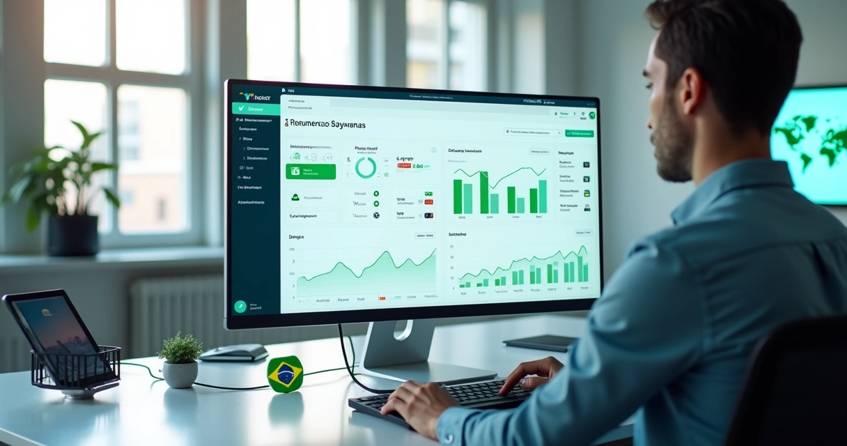 Dashboard de gateway de pagamento SaaS com Pix, cartão e boletos conectados 