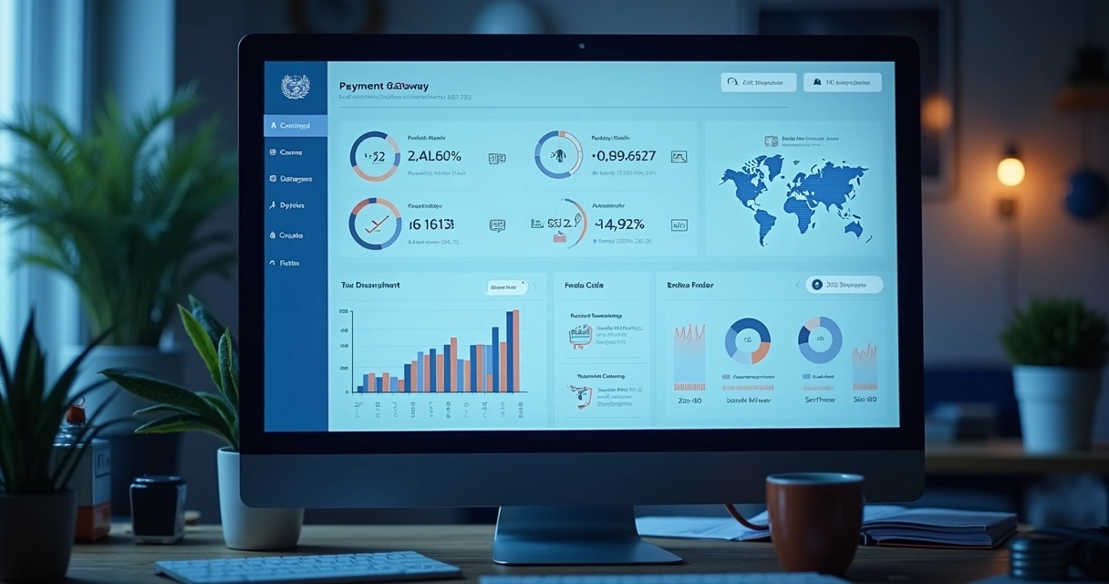Interface de um gateway de pagamento seguro com gráficos em tempo real
