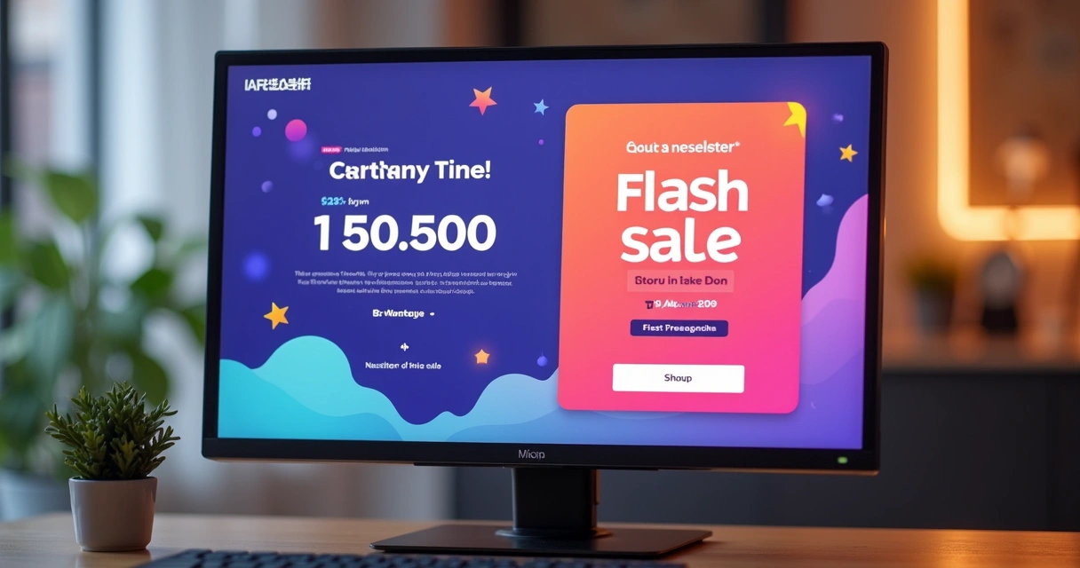 Boletim digital destacando oferta limitada com relógio de contagem regressiva 