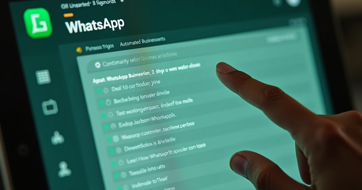 Tela digital com configuração de gatilhos automáticos no WhatsApp