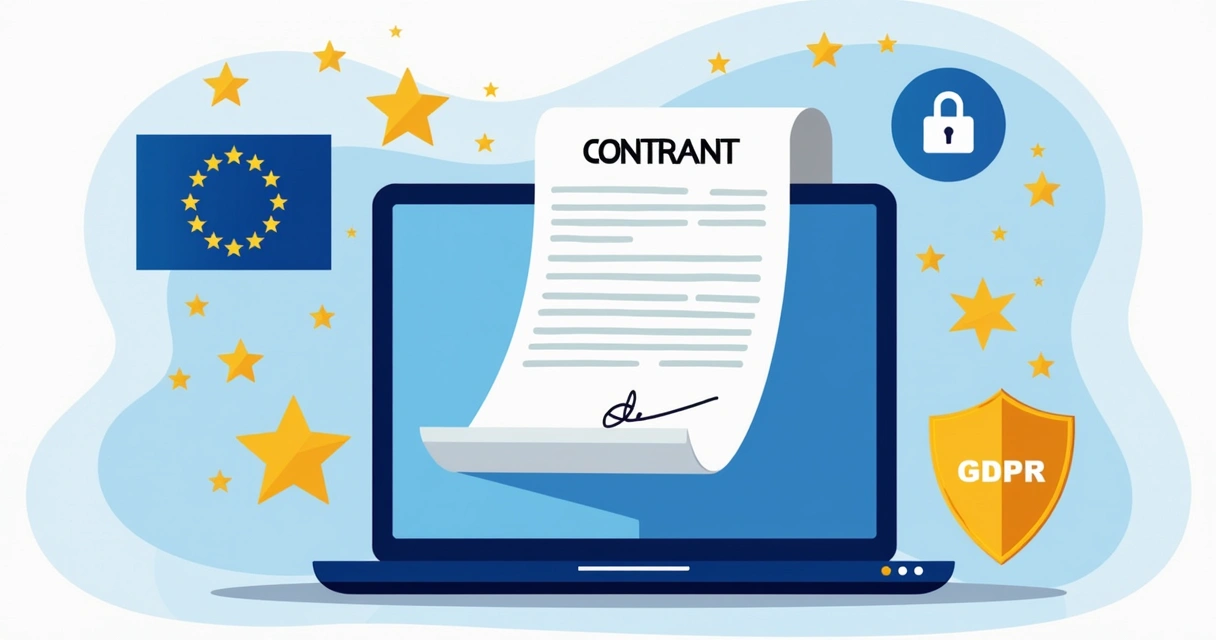 Electronic signature screen with EU and GDPR symbols 