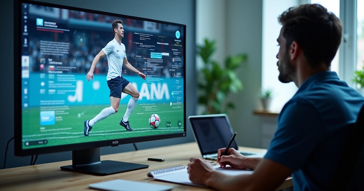 Pessoa analisando vídeo esportivo com inteligência artificial Gemini 3 